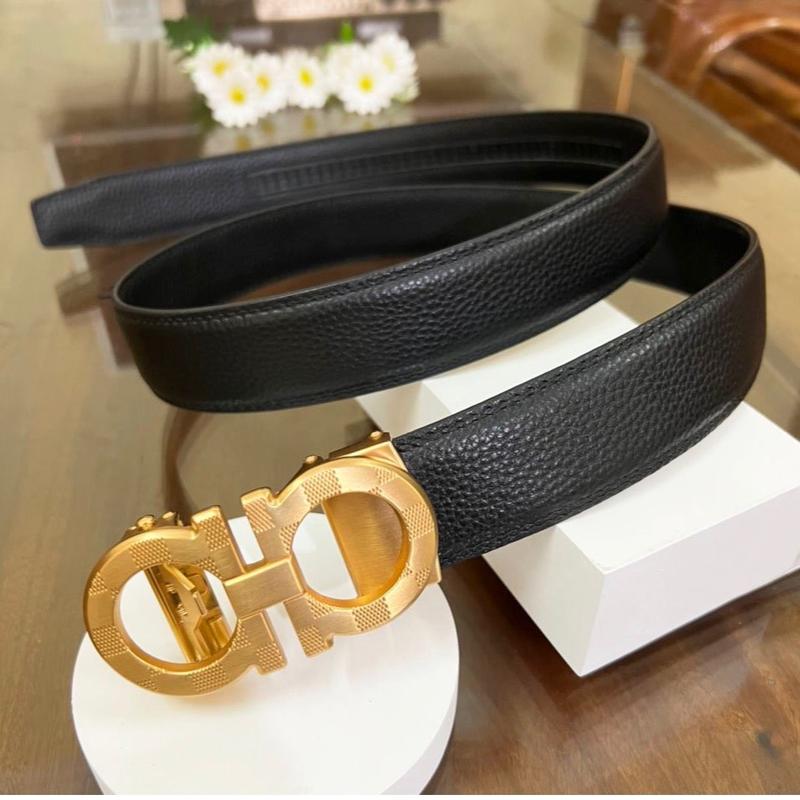 Thắt lưng nam chữ AA karo da bò khoá tự động bản 3,5cm Huế Trần Shop