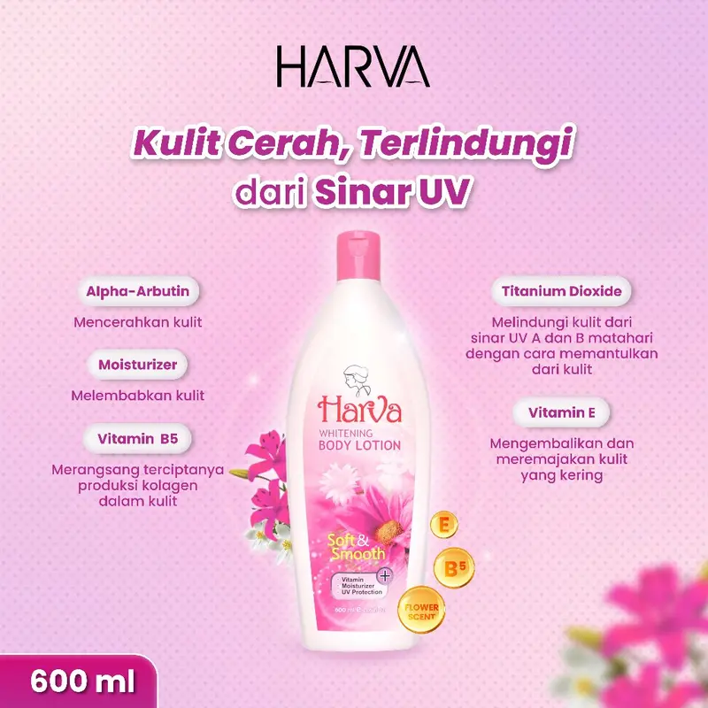 [ Bundle Hemat ] HARVA Body Lotion Pink ( 2 pcs ) - 600 ML 3