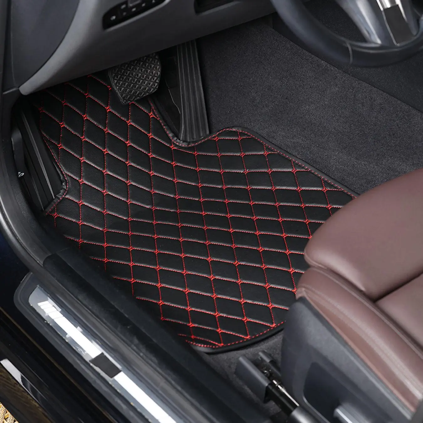 Car Floor Mat, Universal Car Front & Rear Floor Mat, Waterproof & Non-slip Car Mat, Car Interior Accessories for Left/Right Steering, Protector