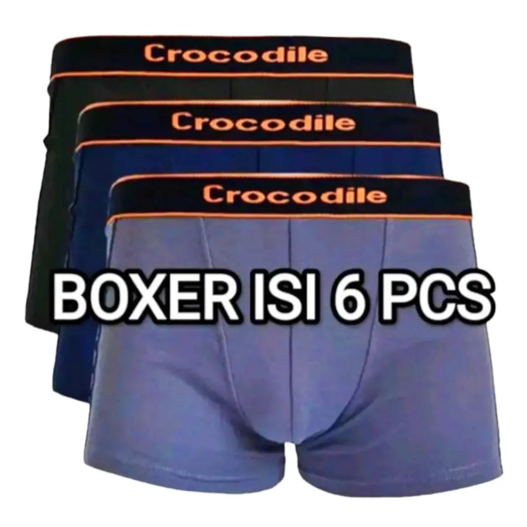 paket 6 pcs Celana dalam pria polos tebal Katun Dewasa Hitam Cowok  Pendek  Boxer Motif Kotak