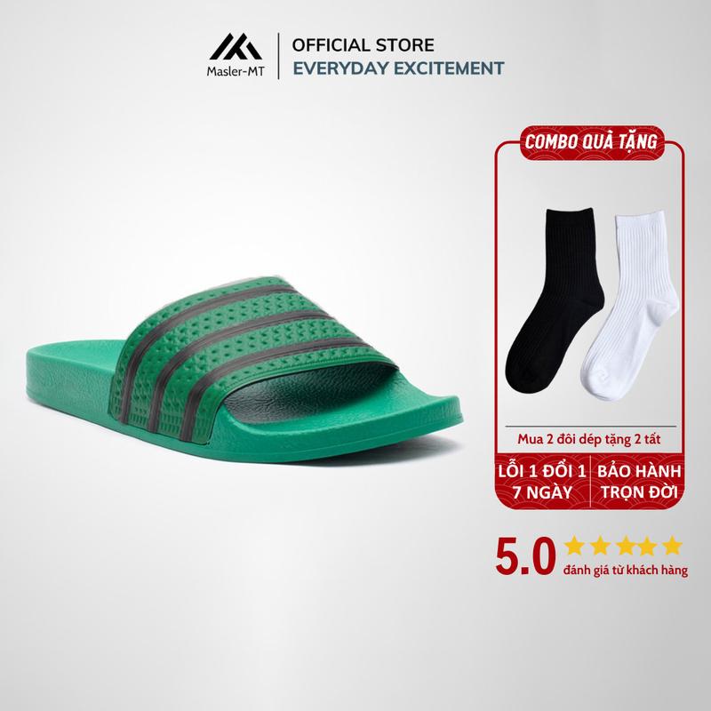 Dép Quai Ngang Nam Nữ M Masler-MT Kiểu Dáng 3 Sọc Xanh Lá Chất Liệu Quai PVC Bền Bỉ Chống Nước XLD