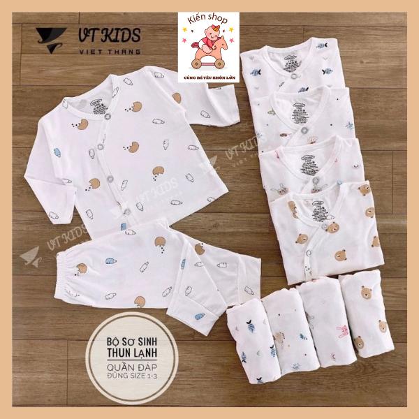  Bộ Quần Áo Dài Tay Sơ Sinh Ava Thun Lạnh Cho Bé 3-10KG Bộ Sơ sinh Cao cấp Chất Peptit _ Khuy Chéo 