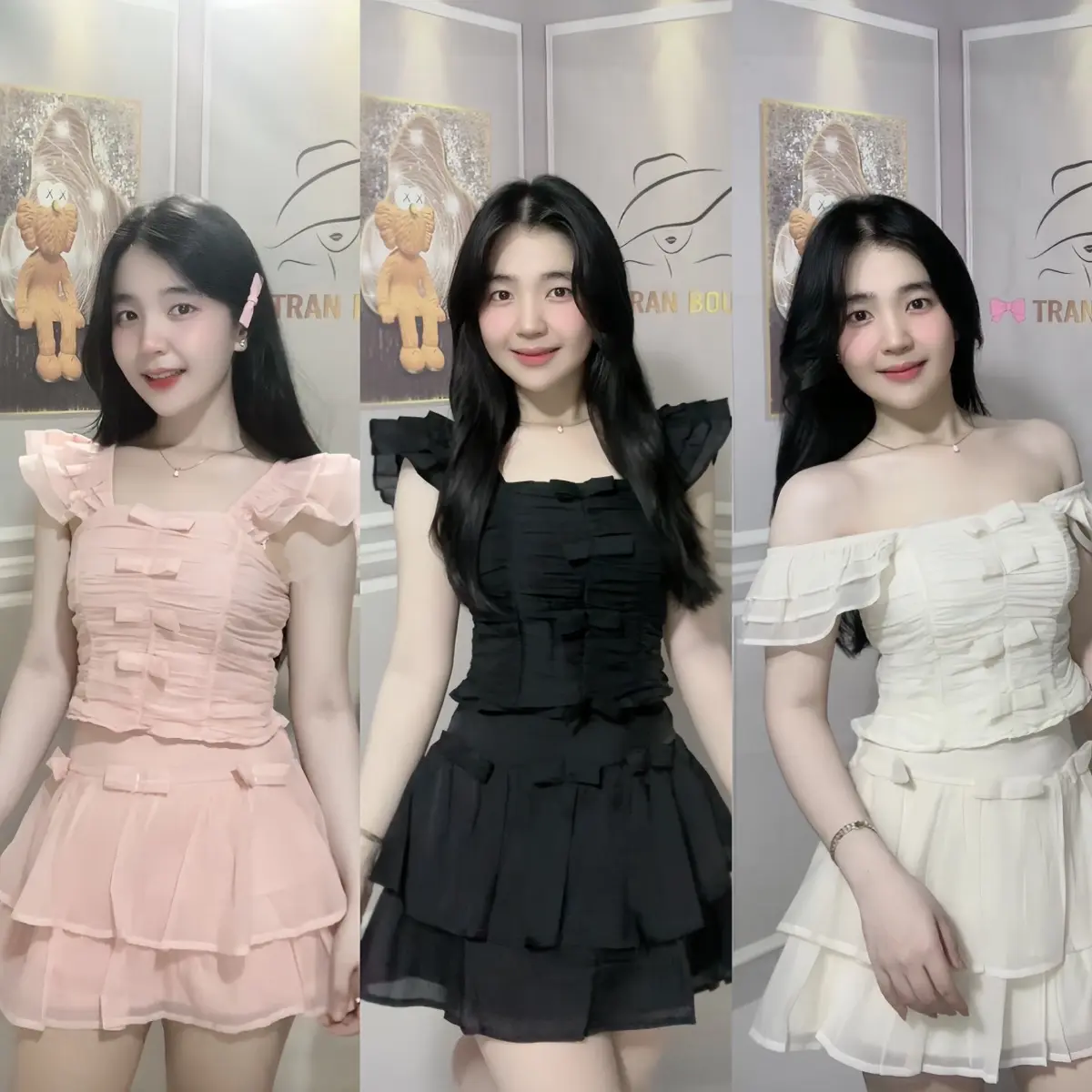 SET ÁO CÁNH TIÊN NƠ TIỂU THƯ KÈM CHÂN VÁY (có quần) Nữ  Bo Chun