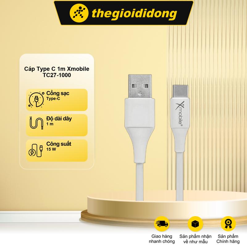 Cáp Type C 1m Xmobile TC27-1000 Trắng