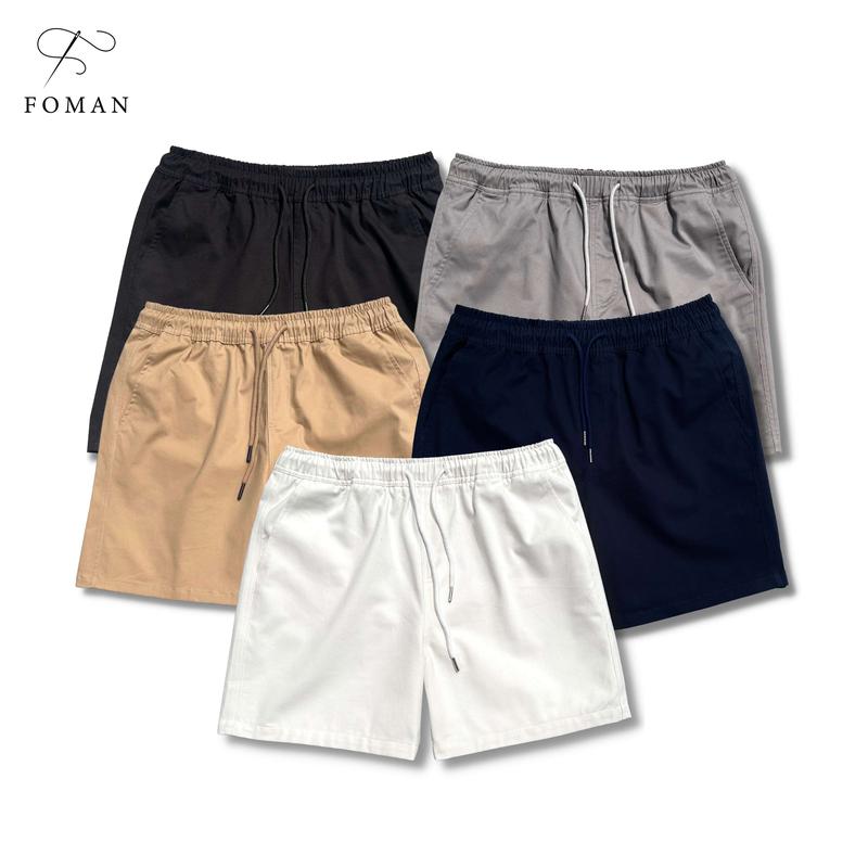 Quần Short Nam FOMAN vải Kaki Nhung Cao cấp co giãn, form dáng trẻ trung, năng động, lịch lãm Quần Lửng