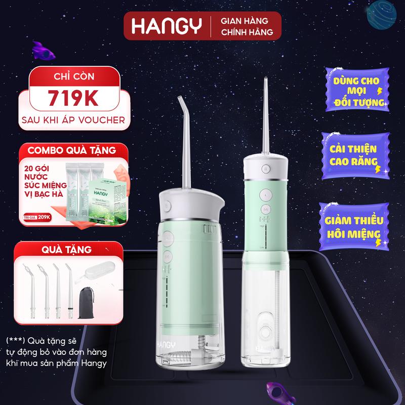 [ĐỘC QUYỀN TRONG LIVE] Máy tăm nước gấp gọn Hangy HM23 công nghệ tia nước siêu âm - Bảo hành 1 đổi 1 nguyên seal trong 1 năm [ DEAL LIVESTREAM]