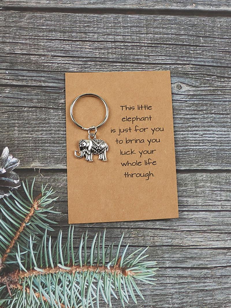 Product Introduction of Elephant Shaped Keychain, Durable Key Ring, Pocket Hug with Inspirational Quotes, Small Portable Keychain for Adventurers and Travel Lovers 4