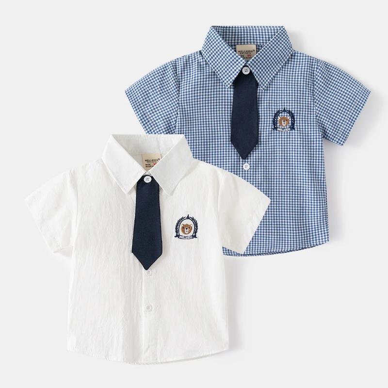 Product Introduction of （Baby） (1-8 tuổi QCCC) Áo sơ mi bé trai cộc tay phong cách Hàn Quốc soái ca học sinh đi chơi đi học chất thoáng mát 22