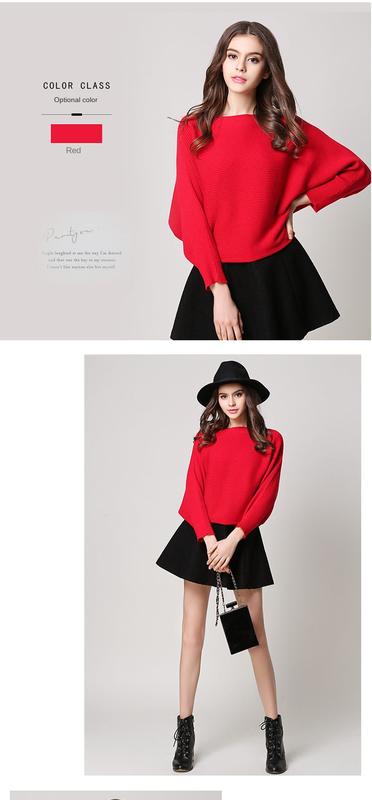Product Introduction of 2024 European and American Knitwear for Autumn and Winter Solid Color Loose Long Sleeves Sweater Batwing Shirt Women Minimalist Lingerie Tops Womenswear Tops Comfort Knitting Basic 7