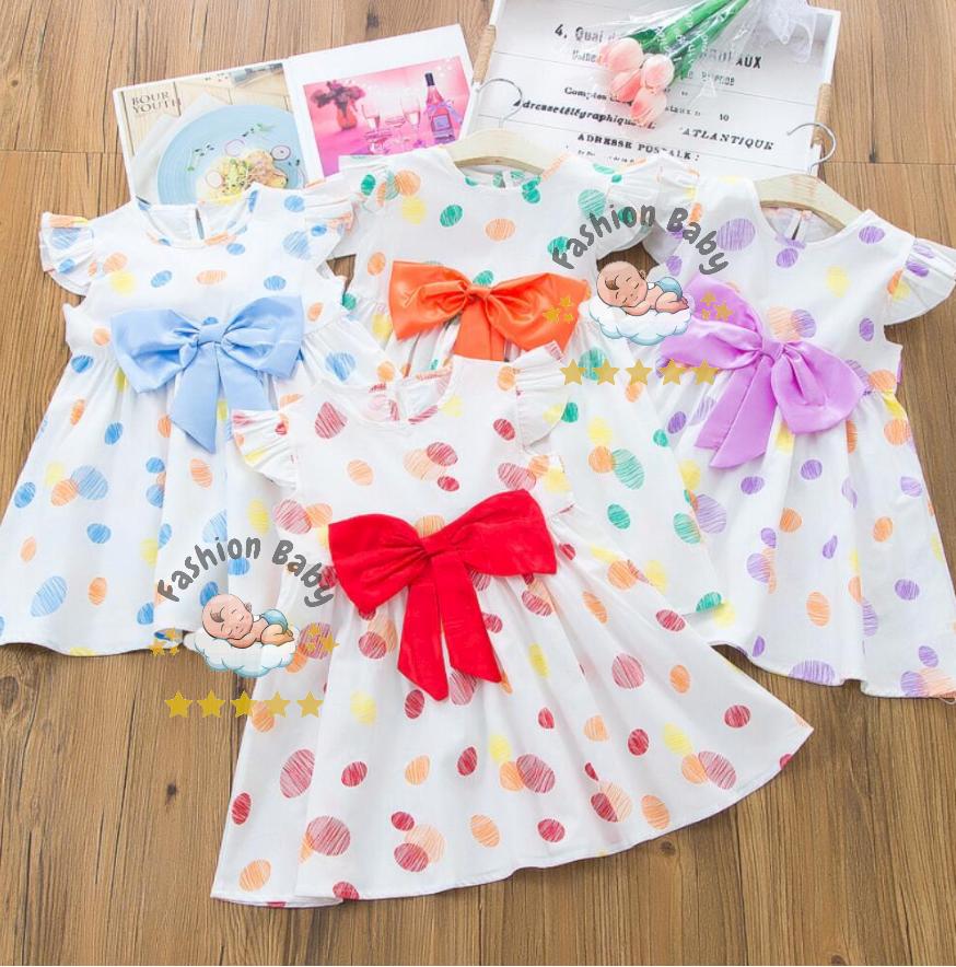 Dress Anak Pulkadot Pita Satin Premium (SNI)