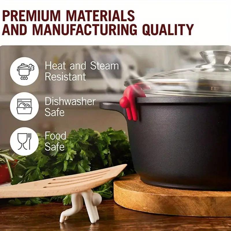 Silicone Pot Lid Holder, 5 Counts Creative Cute Pot Side Clip,   Kitchen Gadgets for Home Dining Room Barbecue 6