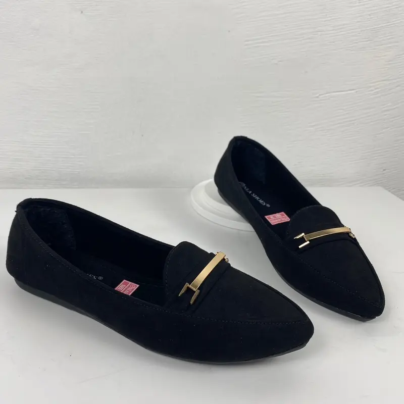Onla Shoes Flatshoes Wanita LB11 Karet Hitam Suade Lembut Kerja Perempuan Cewek 1