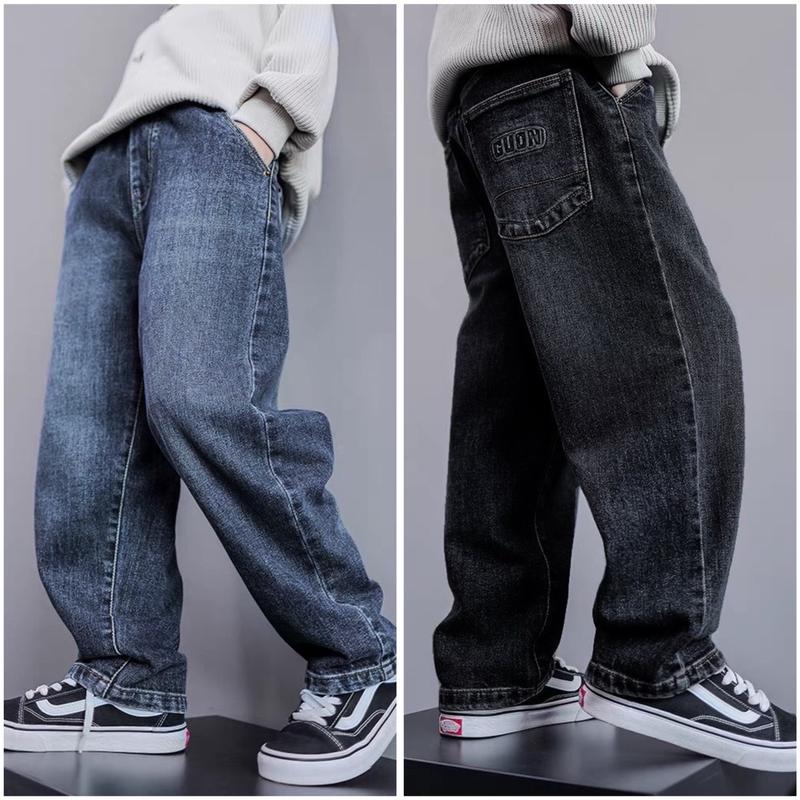 Quần Jean Thêu GUON Dáng Xuông Đứng Dài Cho Bé Trai - Cạp Chun - Sản Xuất Tại Việt Nam ( Khách lưu ý mẫu là dáng xuông, không phải baggy ôm ống ) quần thụng
