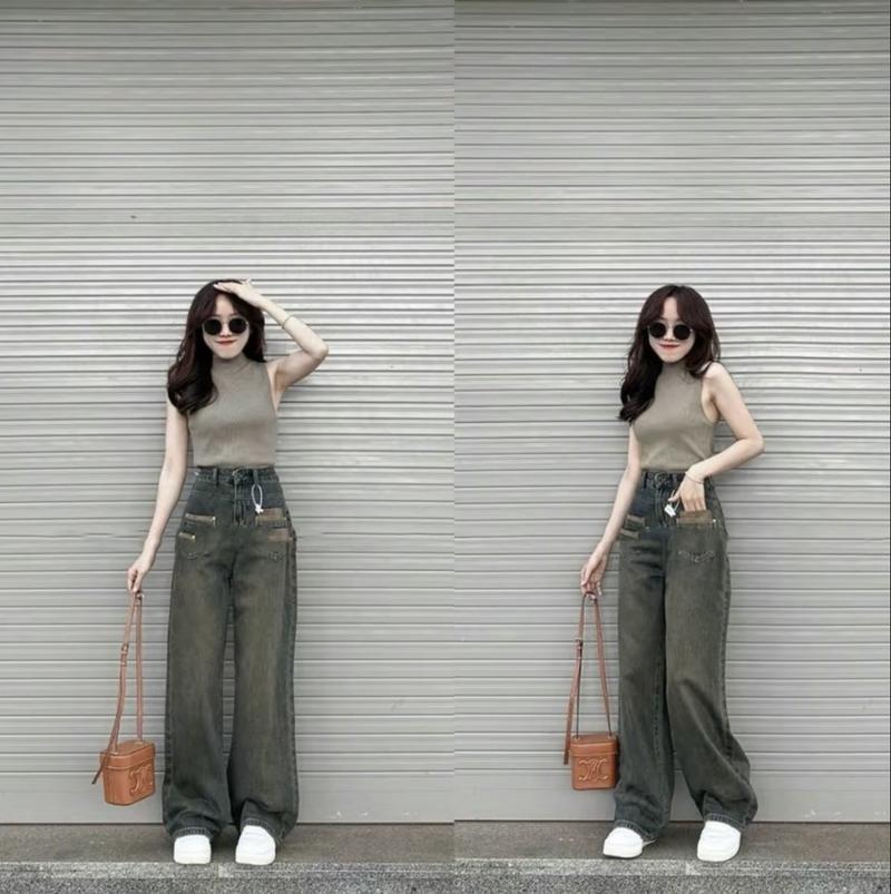 Product Introduction of QUẦN JEANS SUÔNG TÚI TRƯỚC PHA MÀU LƯNG CAO PHOM CHUẨN HÁCH DÁNG SIÊU XINH Women 2