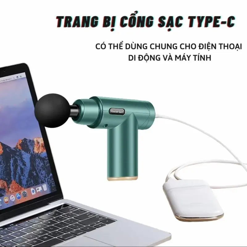(Có Logo) Máy Massage Cầm Tay 4 Đầu 6 Chế Độ Giao Màu Ngẫu Nhiên 4