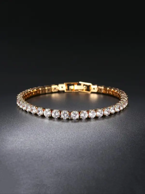 Men's Street Trend Rhinestone Decor Chain Bracelet, Trendy Exquisite Hip Hop Matching Bracelet, Chic Iced out Jewelry As Gift for Men 6