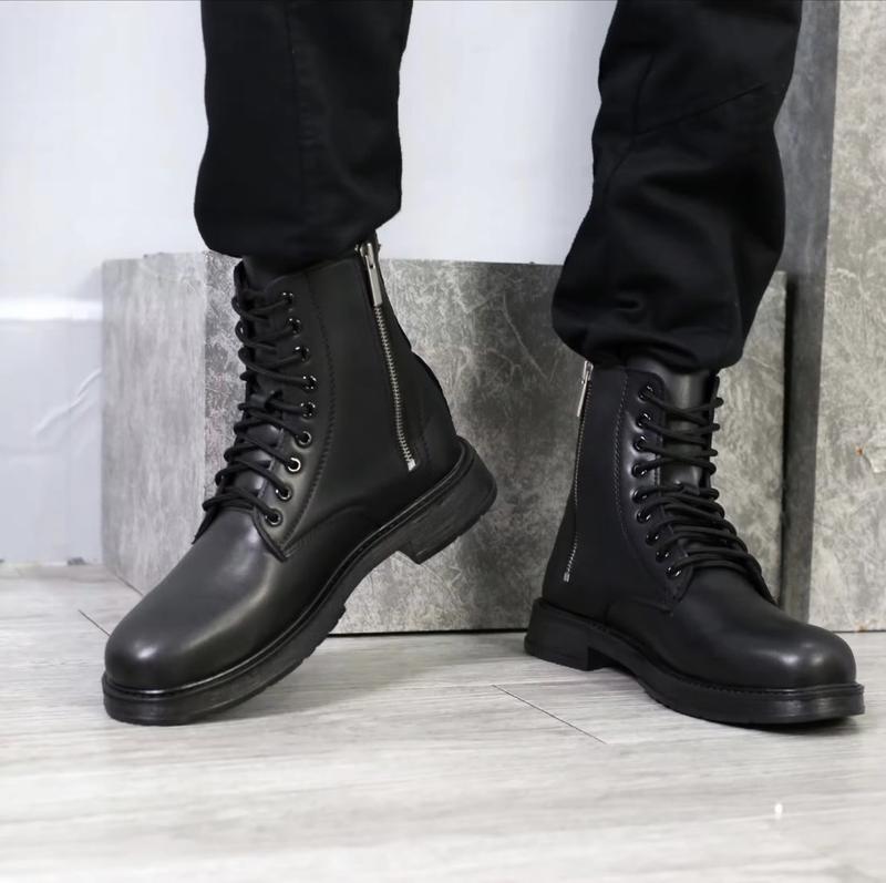 Giày bốt cao cổ nam khóa kéo, đế đốc cao su cao may sẵng da mềm