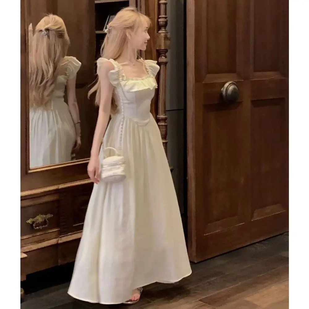 RICH-THEY Váy Dài Nữ Thời Trang Mùa Hè Phong Cách Mới Váy Dài Xếp Nếp Eo Váy Chữ A Giảm Béo | BigBuy360 - bigbuy360.vn