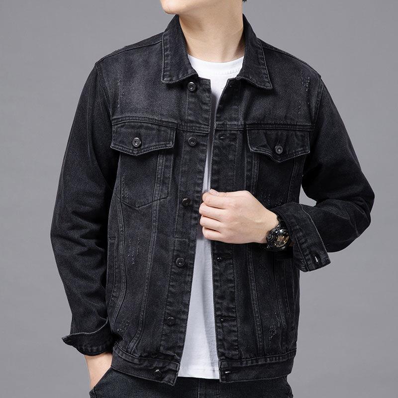 Áo Khoác Denim Thường Ngày Cho Nam, Hàng Mới Về Mùa Xuân Và Mùa Thu, Áo Khoác Dáng Rộng Phong Cách Hàn Quốc, Ngoại Cỡ, Áo Khoác Denim Hợp Xu hướng Quần Áo Nam 6