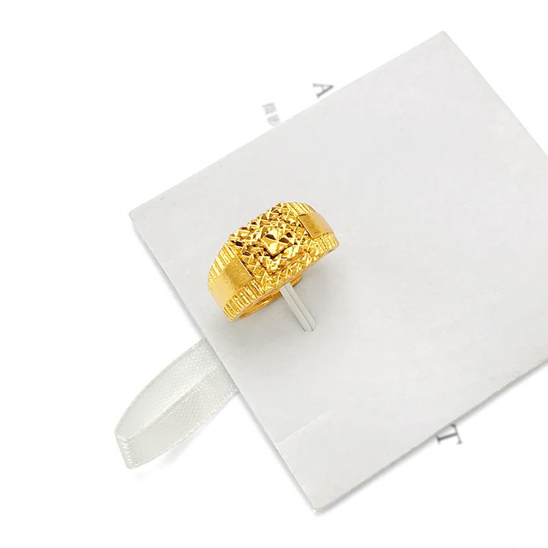 Product Introduction of Vietnam Placer Gold Ring Men's Fufa Fortune Dragon Word Live Mouth Ring Gold Plated Gilded Female Gem Mahjong Couple's Ring 27