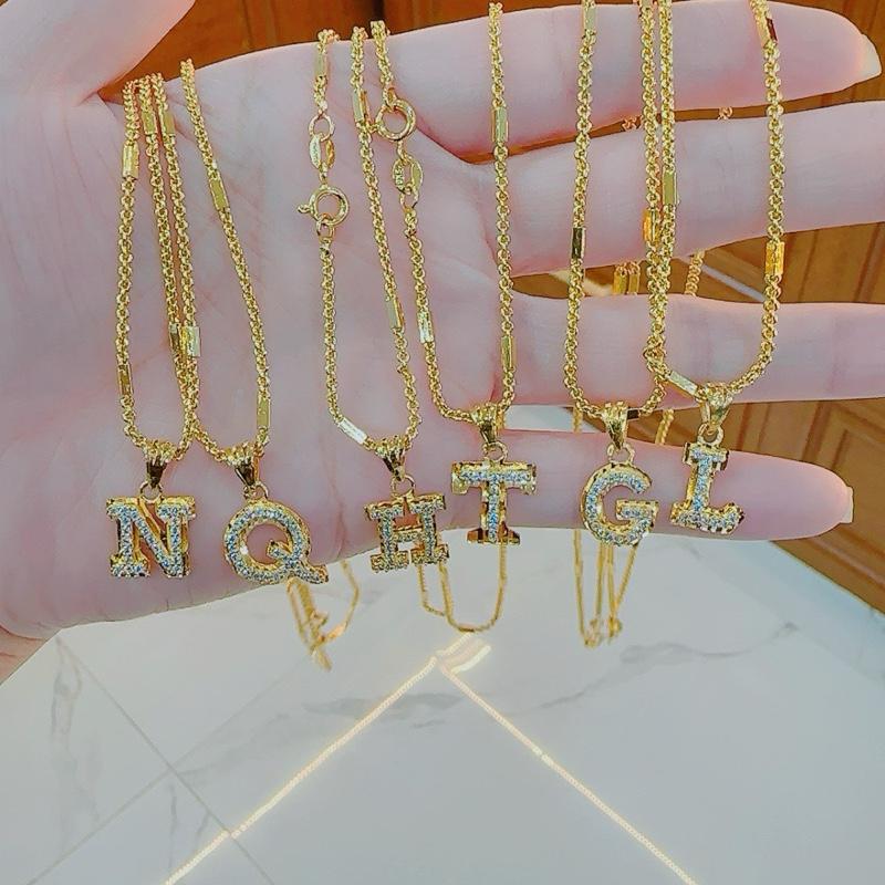 Dây chuyền xích đốt trúc mặt chữ cái in hoa( dây chuyền dài 50cm là dây nhỏ đi với mặt nhỏ dành cho nữ)