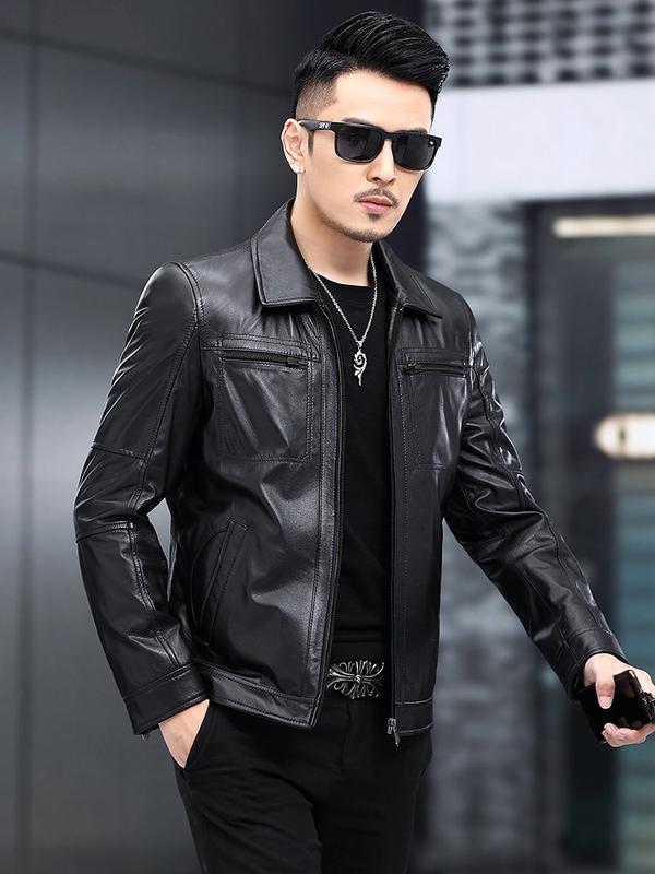  Áo khoác da lót dù cao cấp dây kéo thời trang Bonado AKD44 Menswear Nam aokhoac,boy phố mùa dông lót lông Kem Jacket 