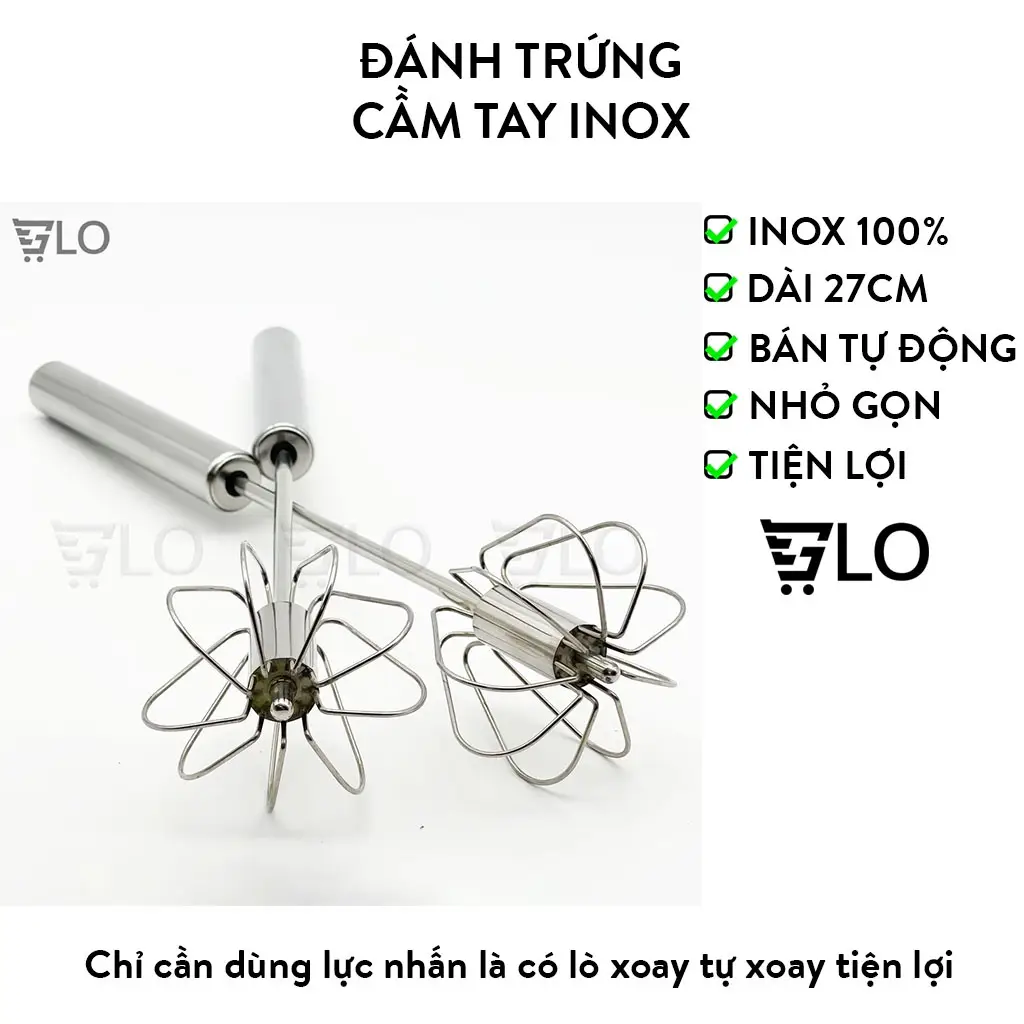 Dụng Cụ Đánh Trứng Bán Tự Động Mini Cầm Tay Inox 304