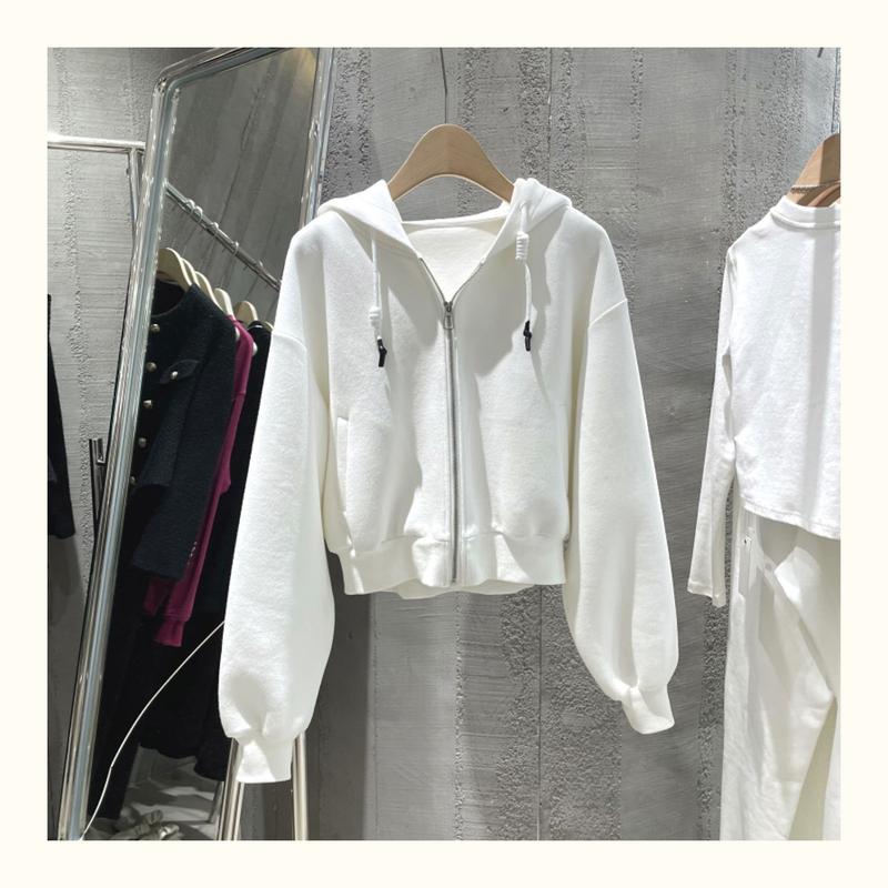 Product Introduction of Short Hoodie Women's Thin Fish Scale Zipper Hooded Jacket 1