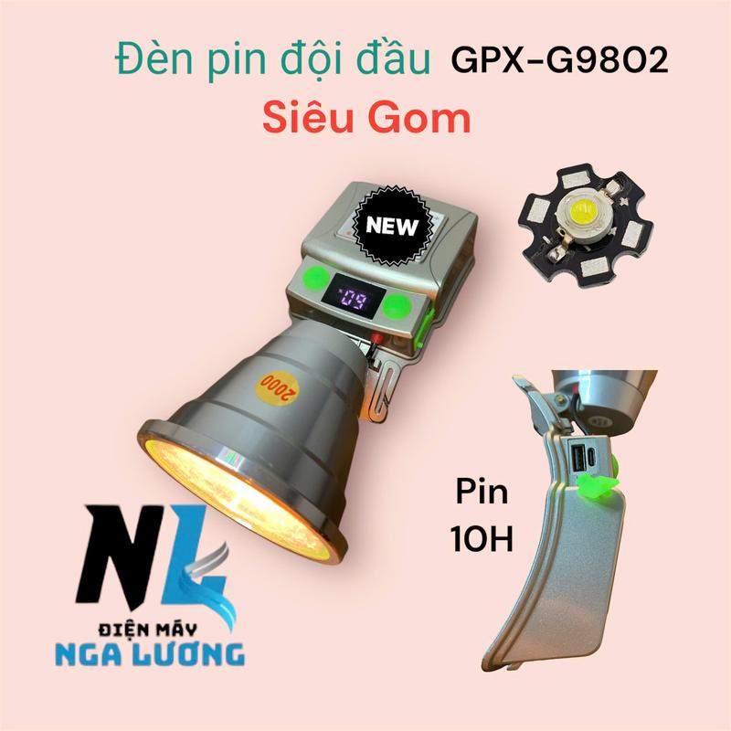 Đèn đội đầu siêu sáng mã GPX-G9802 chóa nhôm 10cm , 4 pin 18650,  vỏ nhựa abs chạy bằng pin vỏ nhựa abs chạy bằng pin đèn di động den pin đèn pin  đội đầu den  pin led