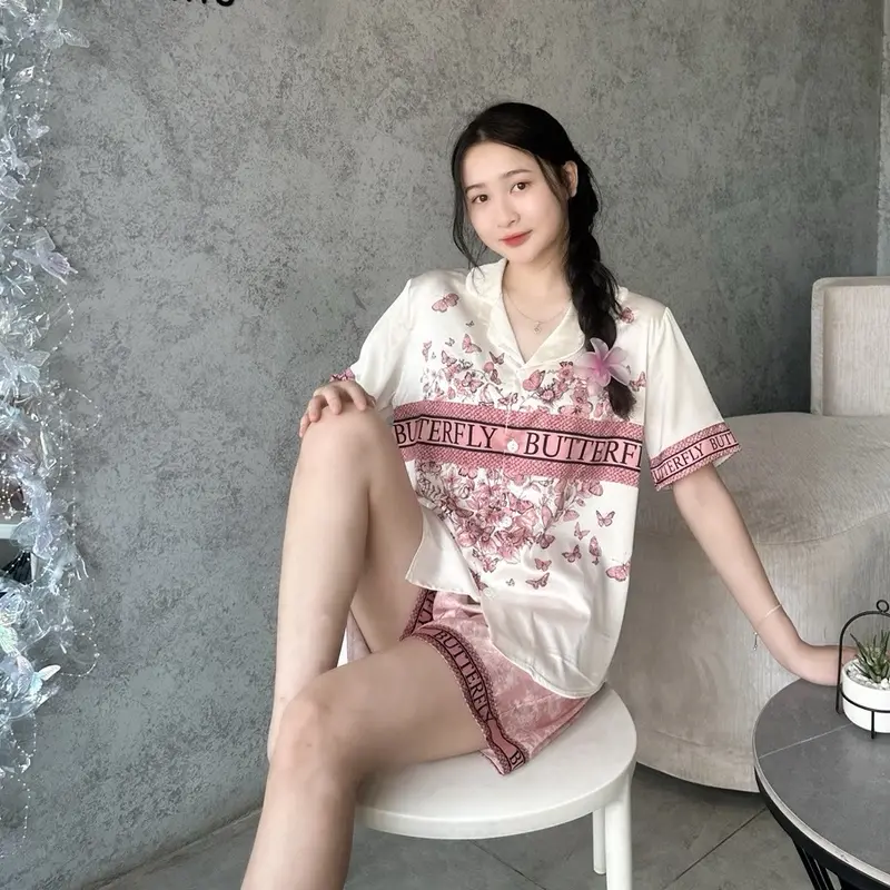 Pijama cánh Bướm Buterfly lụa Satin dành cho Nữ  - Cộc đùi Women 6
