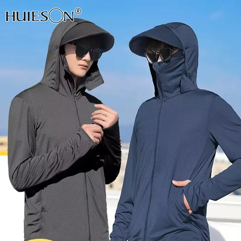 Quần Áo Chống Nắng Cho Nam, Huiecon, Áo Khoác Mỏng Và Thoáng Khí, Thích Hợp Cho Câu Cá Ngoài Trời, Chống Tia UV, Thích Hợp Cho Thể Thao Và Thể Dục, Phong Cách Thể Thao Sport