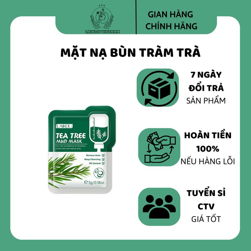 LAIKOU Mặt Nạ Đất Sét Chiết Xuất Tràm Trà GIúp Làm Sạch Da, Hỗ Trợ Kiềm Dầu, 5gram Skincare Nữ Làm Đẹp Da Cosmetic Kem Face Dưỡng Ẩm Da