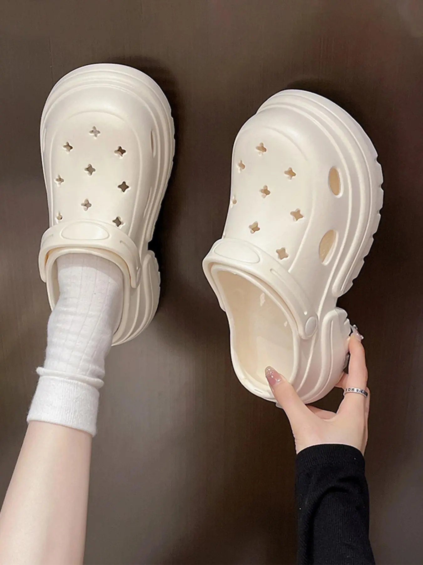 Women's Fashionable Solid Color Platform Slides, Casual Comfortable Non-slip Slippers for Summer, Female All-match Round Toe Slippers for Daily Wear, Walking Shoes