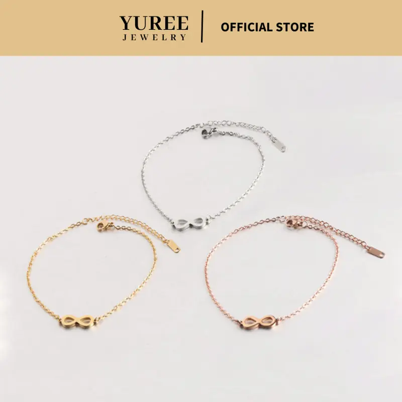 YUREE • Infinite Bracelet • Perhiasan Gelang Infinity Titanium • Gelang Infinit Stainless Steel • Gelang Wanita Anti Hitam Anti Karat Aesthetic Korean Style Elegan Simple Mewah 3