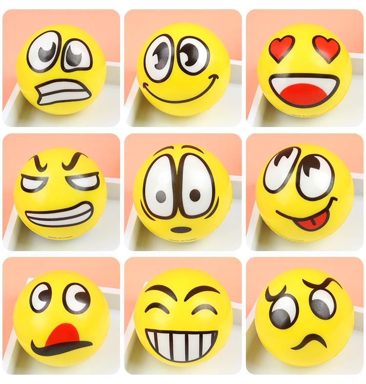 Product Introduction of Smile Face Foam Ball Squeeze Stress Ball Outdoor Sports Relief Toy Hand Wrist Exercise PU Toy Balls For Children 2