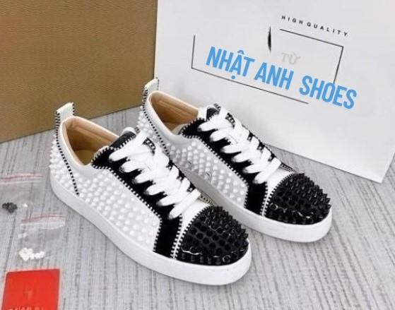 Giày Nam Đính Đinh Đen & Trắng NHẬT ANH , Giày nam được yêu thích boy phố Sneaker Đế Bằng Shoes