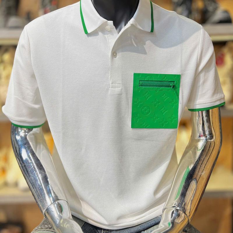 [2 Mẫu ] Áo Thun POLO Nam   2 Màu Trắng -Đen Viền Xanh Túi Da Xanh Lá & Màu Trắng- Đen In Chàm Họa Tiết  T3555-T3563 & T3568-T3569 K3 STORE