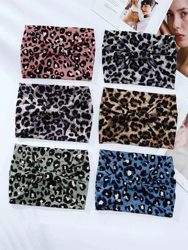 Boho Style Leopard Pattern Hair Band, Elastic Hair Band for Women & Girls, Fashion Hair Accessories for Gym Workout Running 6
