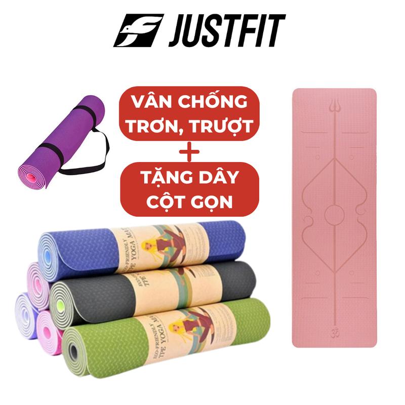 [Tặng Dây Đeo Thảm] Thảm tập yoga chống trượt JUSTFIT cao su, có định tuyến cao cấp, thảm nhảy dây tại nhà Sport Tập Gym Thể Dục Tập Thể Dục
