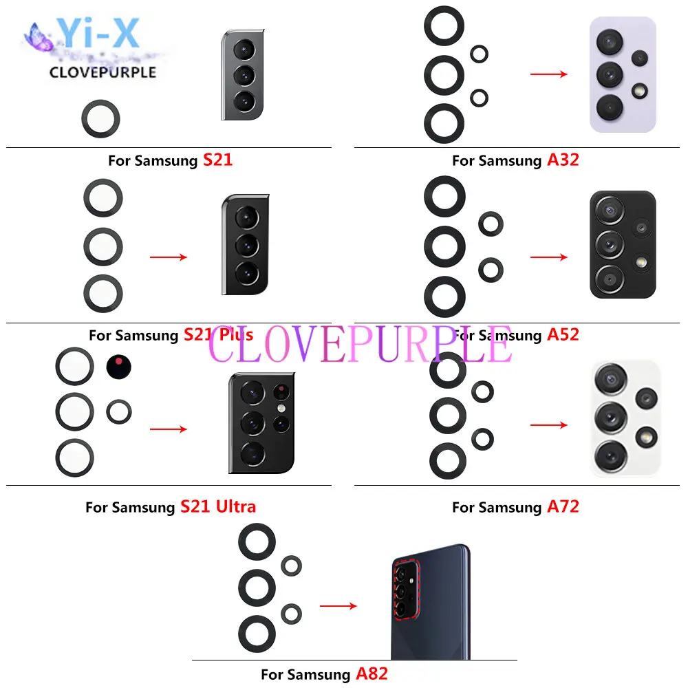 1set Camera Glass Back Rear Camera Glass Lens For Samsung Galaxy A32 A52 A72 A33 A53 A73 S22 S21 Plus Ultra Fe