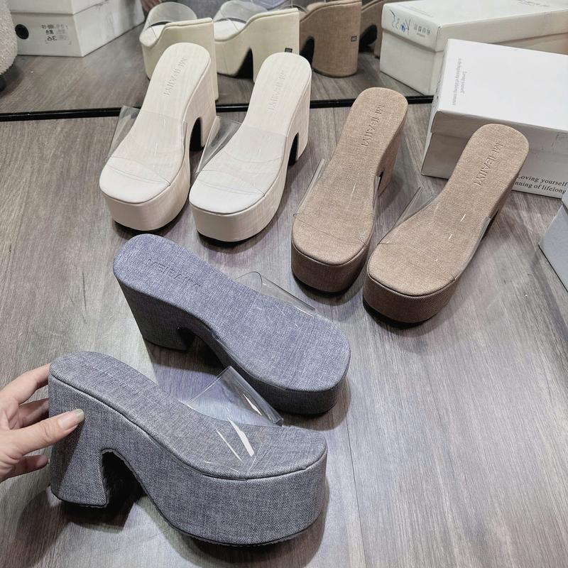 Dép xuồng quai mica đế eo cao 10 cm - BM267