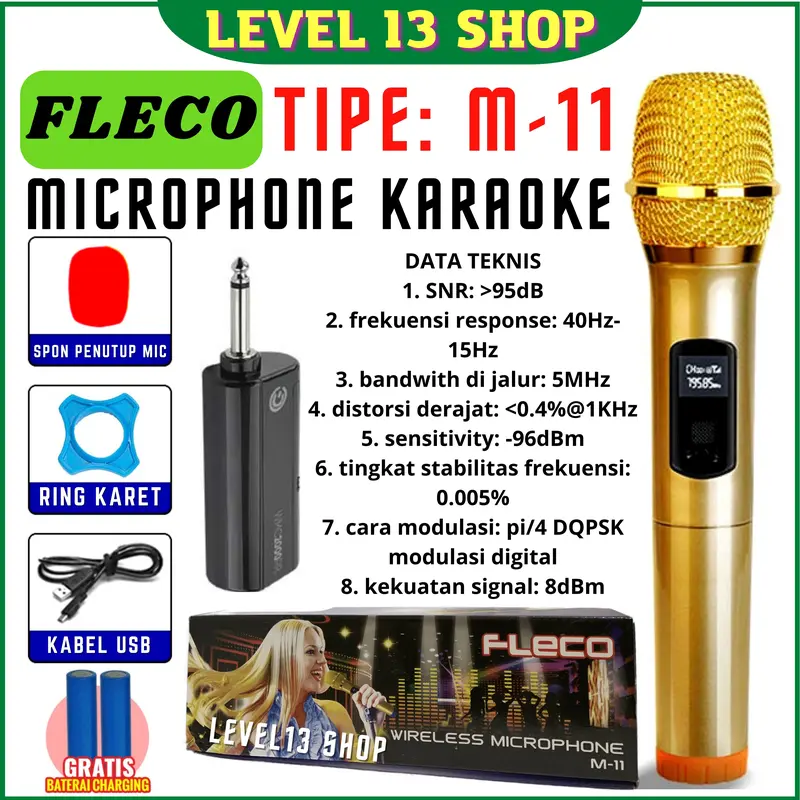 MIC WIRELESS FLECO M-11 TANPA KABEL SUARA JERNIH | MIC TANPA KABEL FLECO M 11 JANGKAUAN JAUH [ BISA COD ] LEVEL 13 SHOP 0