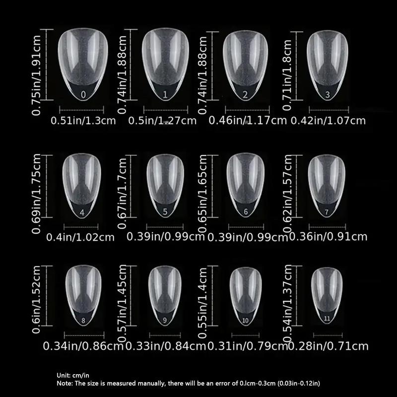 Transparent Almond Fake Nail Tips, 240pcs Short False Nail Tips, Full Cover Fake Nail Tips for Women & Girls DIY 1