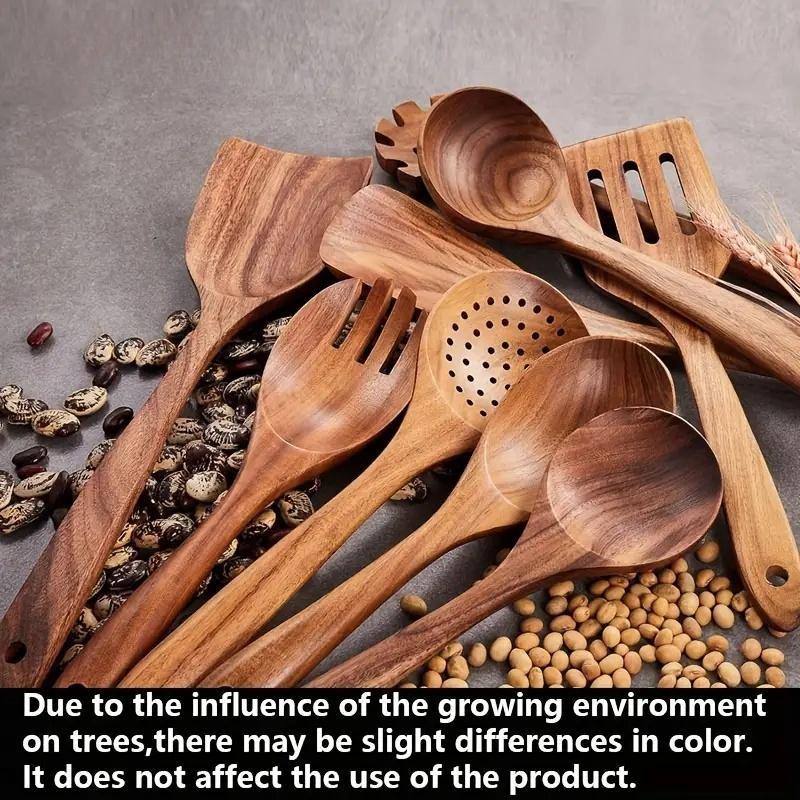Product Introduction of Wooden Cooking Utensils Set, 9 Counts/set Non-stick Spatula & Spoon & Colander, Kitchen Food Cooking Utensils Set 2