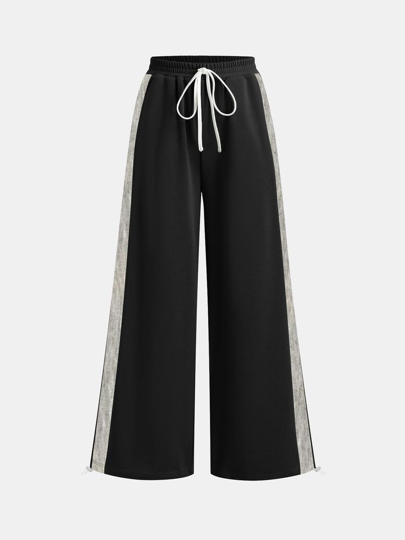 Product Introduction of YOZY Women's Patchwork Pocket Drawstring Hem Pants, Casual Loose Tie Front Elastic Waist Trousers for Spring & Fall, Women's Bottoms for Daily Wear 19