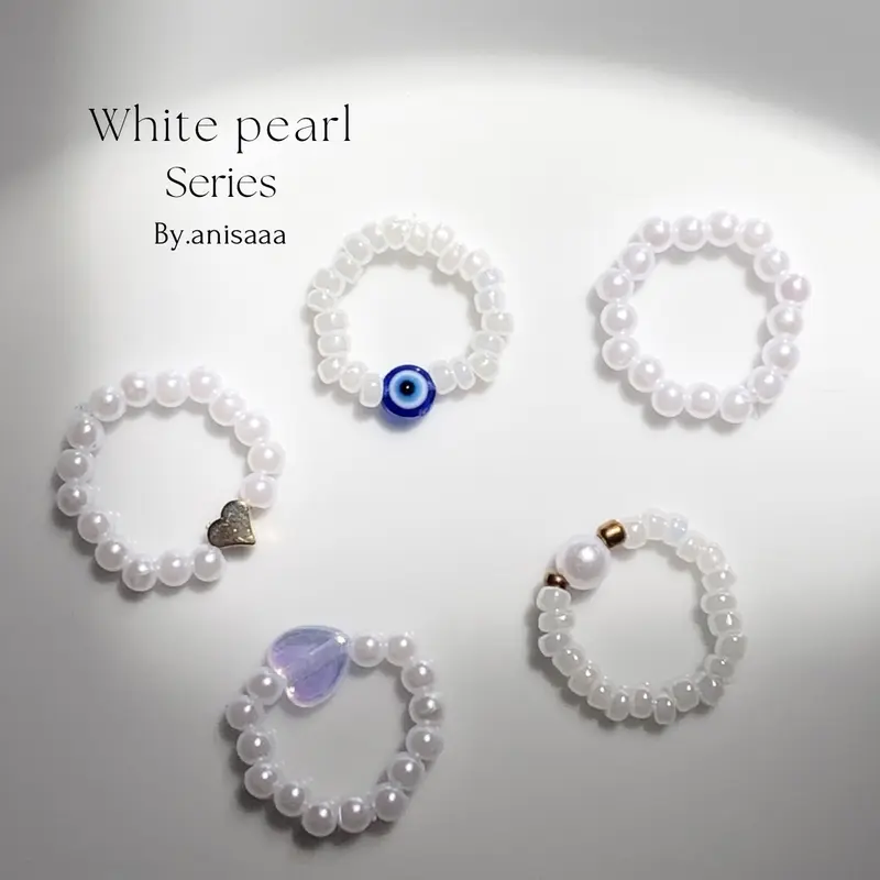 ( SET BEADS RINGS ) | BNW | BLUE | Purple | fuchia series |   Beads ring cute | cincin manik | cincin manik korean 7
