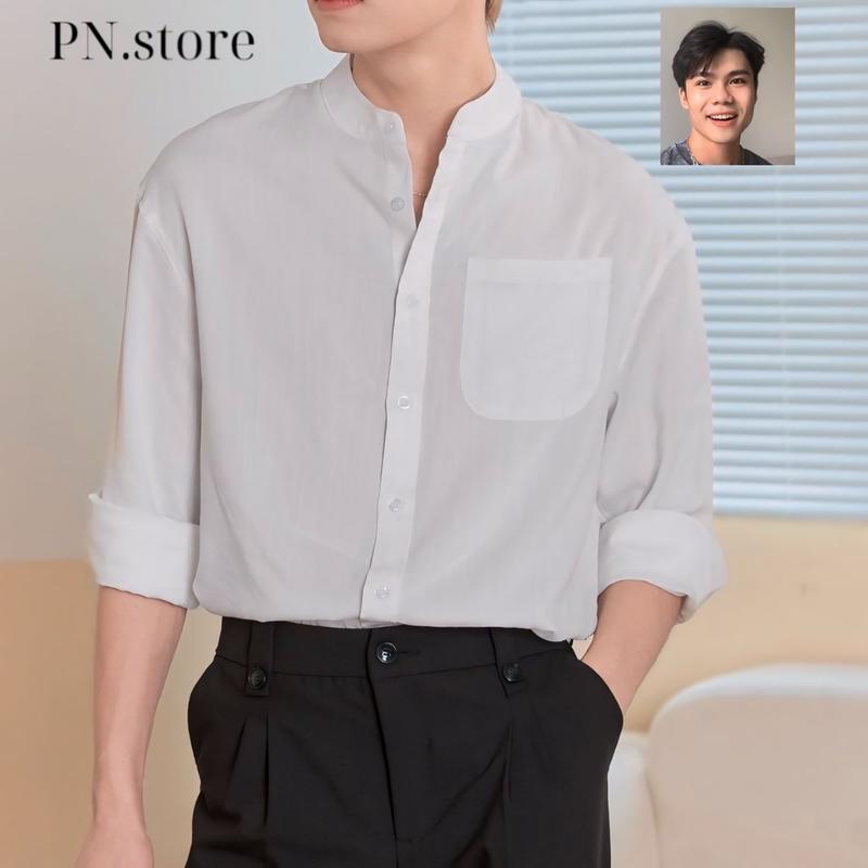 Áo sơ mi đũi cổ tàu PN Store Basic Menswear Nam Kem Nhung Shirt Kate