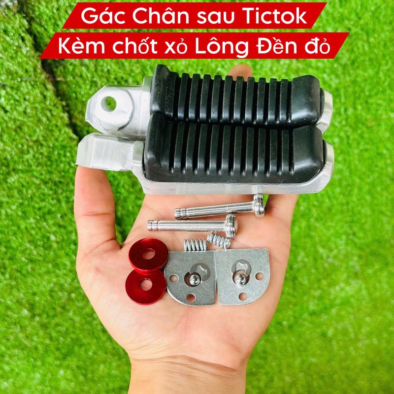 Gác chân sau nhôm cao su Tictok cho Wave, Dream, Futu LED và Hon và Ya - Kèm chốt xỏ Lông đền Đỏ [ Lưu Ý Fuled Wave 110 Đi Gác Tictok phải mài Xíu ] Phụ Tùng Phụ Kiện