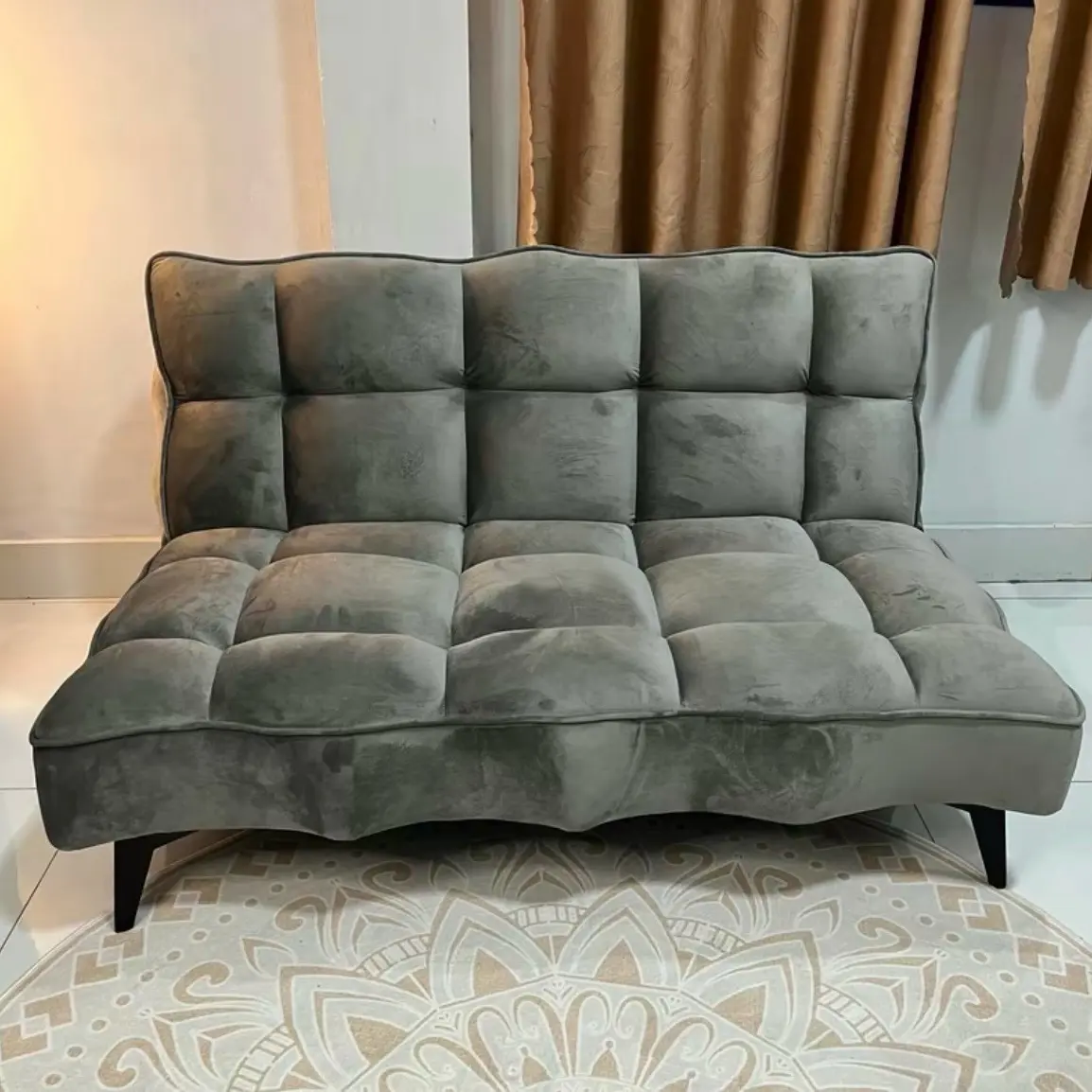 Sofa lượn sóng mini size 1m2 xinh xắn, phong cách hàn quốc nệm  gấp ghế  sofa decor