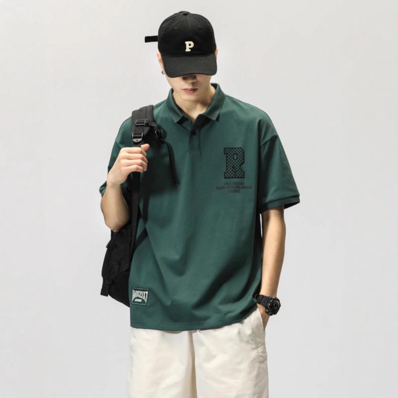 Áo Sơ Mi ngắn Tay Cho Nam, Hạng Nặng, Hợp Xu hướng, Ngoại Cỡ, Cổ Áo bẻ xuống, Áo Phông, Áo Polo Dáng Rộng Thích Hợp Cho Mùa Xuân Và Mùa Hè 3